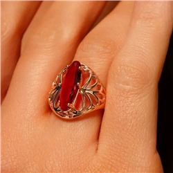 Кольцо с крупным камнем 17 р ювелирная бижутерия Дубайское золото покрытие позолота, вставка: фианиты, цвет: красный, арт.314.634-17