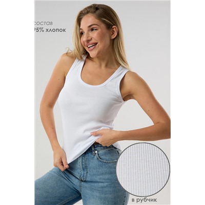 Майка базовая в рубчик белая НАТАЛИ, 1215928