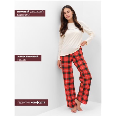 Пижама женская (лонгслив и брюки) KAFTAN What's your wish? размер 40-42