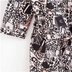 Халат женский Этель «Леопард» рукав 3/4, размер 46-48, вафля 200 г/м², 100% хлопок