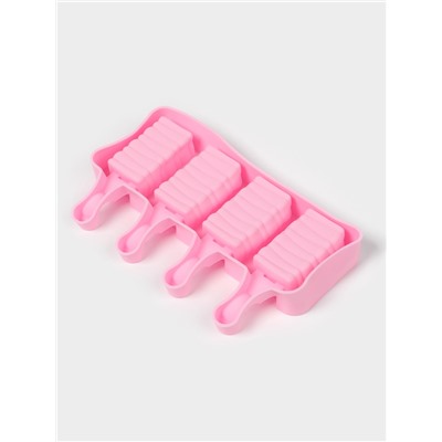 Форма для мороженого «Венеция», силикон, 19.3×11×2.4 см, 4 ячейки (5.5×2.9 см), МИКС