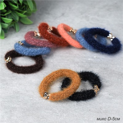 Резинка для волос пушистая Бантик 5 см / YAL-2 /уп 100/