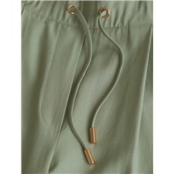 Брюки бананы с поясом на резинке из плотного лиоцелла