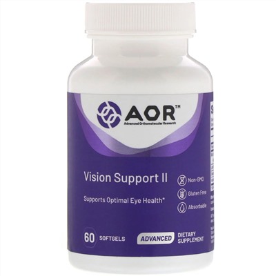 Advanced Orthomolecular Research AOR, Vision Support II, 60 мягких таблеток