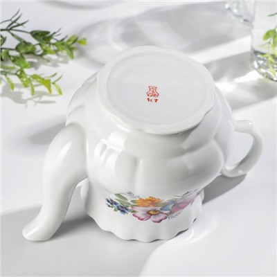 Чайник заварочный Добрушский завод «Букет цветов», 800 мл, фарфор, белый