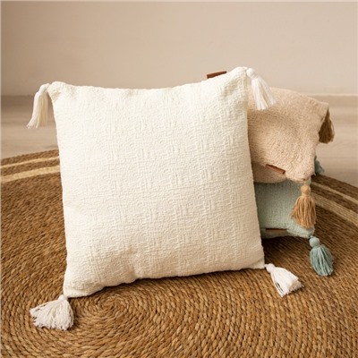 Наволочка декоративная с кисточками SL Home TASSEL, 45×45 см, молочная