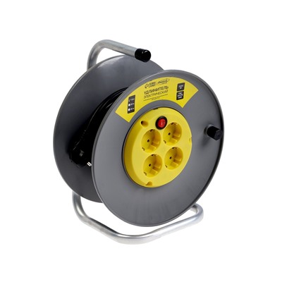 Удлинитель на катушке Luazon Lighting ECO, 4 розетки, 15 м, 10 А, ПВС 3х0.75 мм2, с з/к,IP20