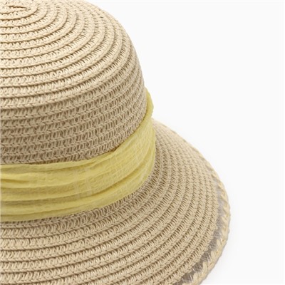 Шляпа для девочки MINAKU «Принцесса», размер 52, бежевая