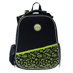 Рюкзак каркасный Hatber Ergonomic Classic «Влад А4», 37×29×17 см, чёрный/жёлтый NRk_71008