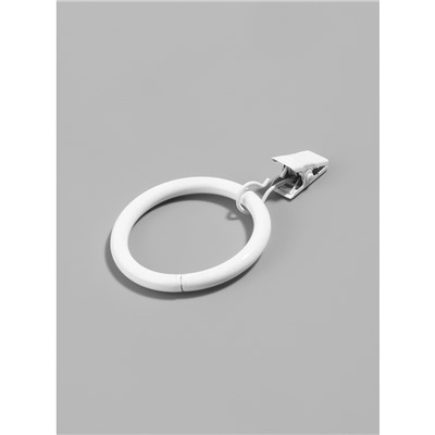 Кольцо для карниза, с зажимом, d=38/48 мм, 10 шт., белое