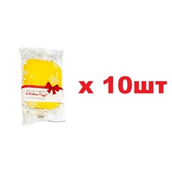 Kitchen Губка хозяйственная цветная Новый год 1шт 8*11см желтый 10шт
