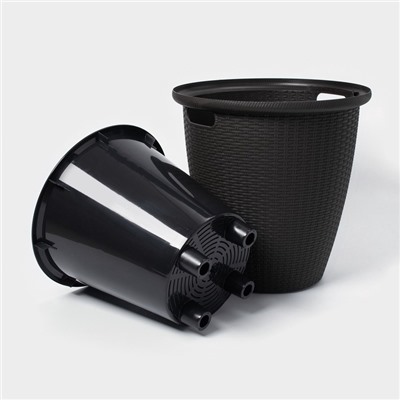 Кашпо для цветов со вставкой Rattan, 50 л (27 л), МИКС