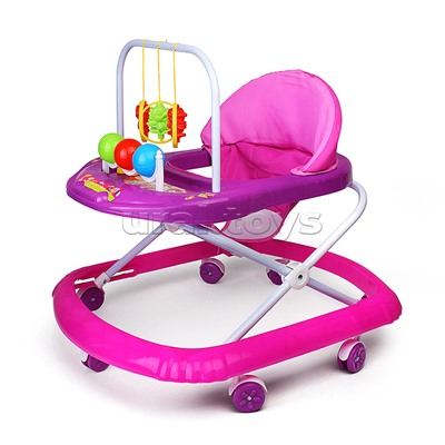 Ходунки "Шарики" с подвесными игрушками (розовый-сиреневый) в пакете