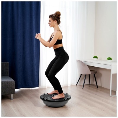 Полусфера BOSU гимнастическая ONLYTOP, с насосом, 58×25 см, серая