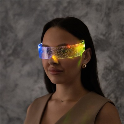 Светодиодные очки «Сияние», 14.5×4.5×18 см, батарейки CR2032×2 (в комплекте), 3 режима, свечение RGB