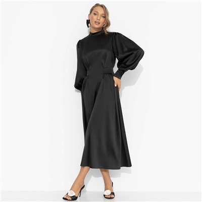 Платье приталенное из атласа, Притяжение элегантности (чёрная магия)