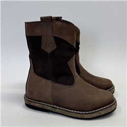 Казаки женские коричневые на меху войлочная подошва