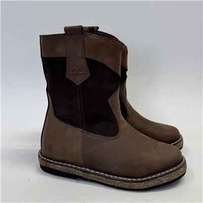 Казаки женские коричневые на меху войлочная подошва