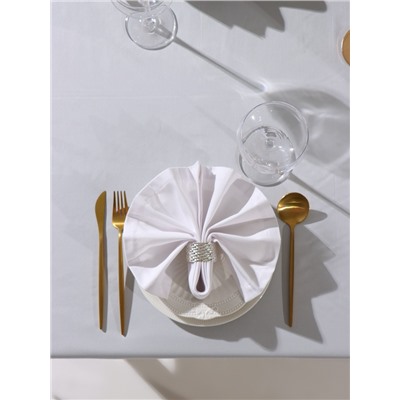 Набор салфеток с декоративными кольцами White pleasure, 40×40 см - 4 шт., 100% хлопок, саржа 190 г/м²