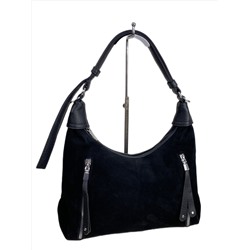 Женская сумка из искусственной кожи и натуральной замши, цвет черный