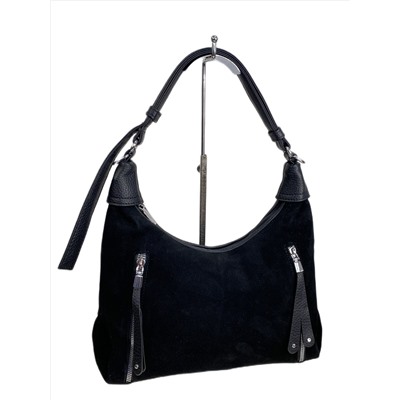 Женская сумка из искусственной кожи и натуральной замши, цвет черный