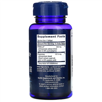 Life Extension, Pomegranate Complete, гранатовый комплекс, 30 капсул