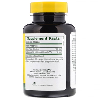 Nature's Plus, Лактобактерии Ацидофилус, 90 Капсул