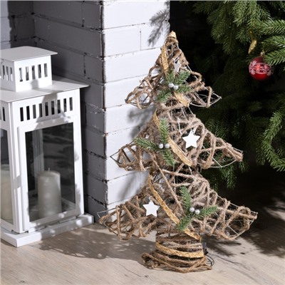 Светодиодная фигура «Ёлка» 38×55×13 см, металл, текстиль, батарейки ААх2 (не в комплекте), свечение тёплое белое