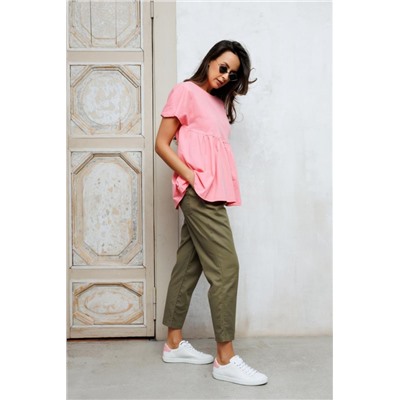 Футболка трикотажная с баской 179 (Розовый)