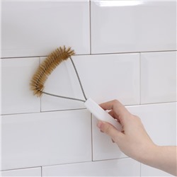 Щётка для чистки посуды и решёток-гриль Raccoon, металлическая щетина, 23.5×11 см, белая