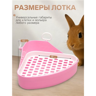 Туалет угловой для кроликов и хорьков, 18.5×18 см, микс цветов