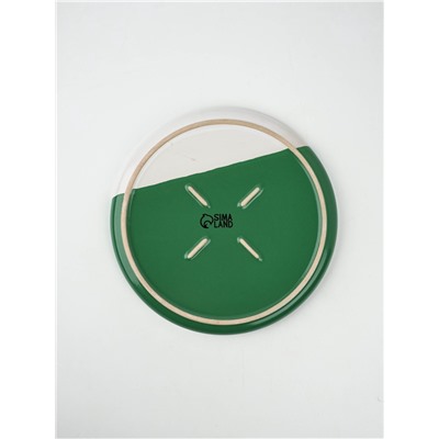 Тарелка новогодняя плоская «Зимний лес», d=21.7 см, ручная работа