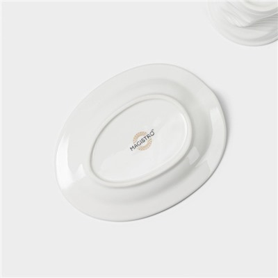 Кофейная пара фарфоровая Magistro «Бланш», 2 предмета: чашка 80 мл, блюдце 13×10.5 см