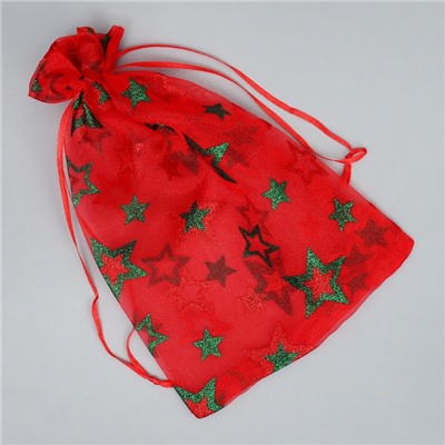 Мешочек подарочный новогодний органза «Звезда», 16×24 см ± 1.5 см