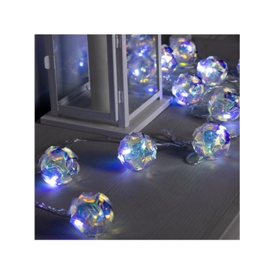 Гирлянда «Нить» 4.5 м с насадками «Цветочные шары», IP20, прозрачная нить, 15 LED, свечение белое, 220 В