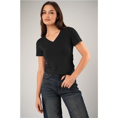 Женская футболка из вискозы с V-вырезом Happyfox