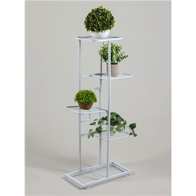 Подставка для цветов Greengo, 5 полок, 44×22×95 см, напольная, металл, белая