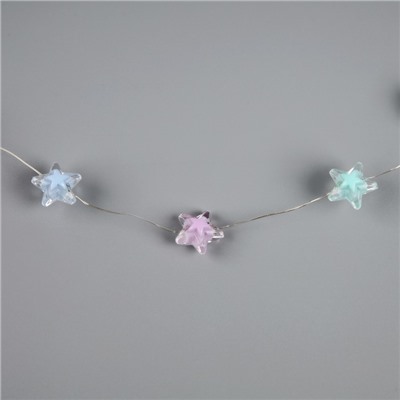 Светодиодные бусы «Звездочки», 80 см, LED(1608)-16-4.6V, AG13×3 (в компл.), 3 режима свечение тёплое белое