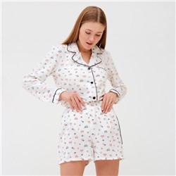 Пижама женская (рубашка, шорты) MINAKU: Light touch, размер 50, белая