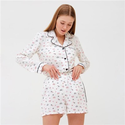 Пижама женская (рубашка, шорты) MINAKU: Light touch, размер 50, белая