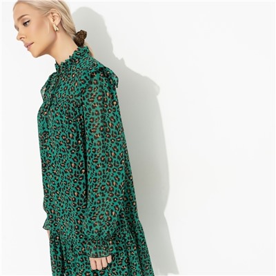 Платье с анималистичным принтом, Тонкий комплимент (green)