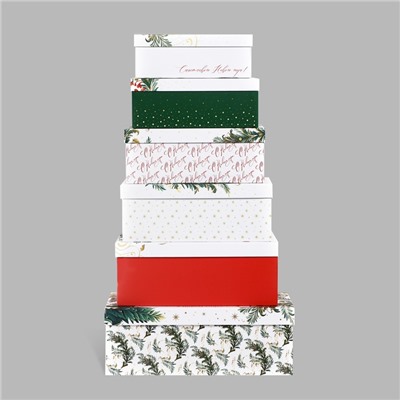 Набор подарочных коробок 6 в 1 «С новым годом», 20×12.5×7.5 – 32.5×20×12.5 см