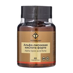 Альфа-липоевая кислота Форте TETRALAB, поддержка обмена веществ и антиоксидантная защита, 100  мг, 60 таблеток