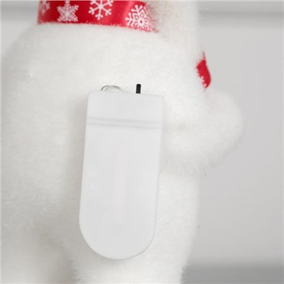 Светодиодная фигура «Медведь с посохом» 9×15×6 см, флок, батарейки CR2032×2 (не в комплекте), свечение тёплое белое