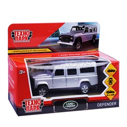 Машина металл Land Rover Defender 12 см, (двер, баг, серебристый) инерц, в коробке