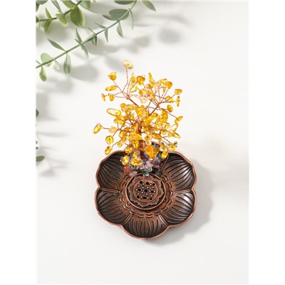 Подставка под благовония «Дерево на цветке», жёлтый, 72 камня, 9×9×13.5 см