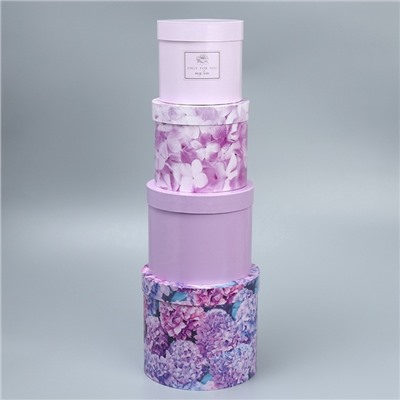 Набор коробок для цветов 4 в 1, упаковка подарочная, «Лаванда», 14×14×13 см - 20×20×17.5 см