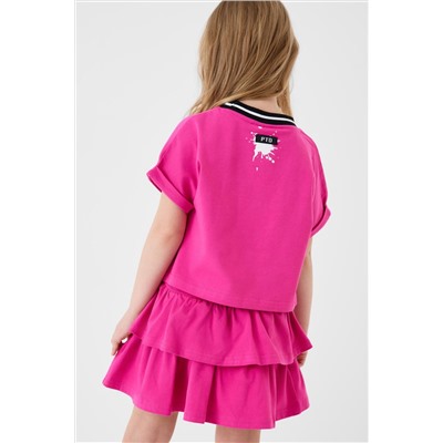 Комплект трикотажный для девочек: джемпер (футболка), юбка-шорты PLAYTODAY, 1240355