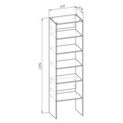 Стеллаж модульной гардеробной системы «Модус», 2090×600×420 мм, цвет белый