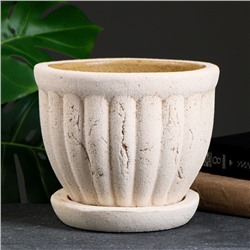 Горшок для цветов «Диана», 4 л, d=20 см, h=16 см, керамический, с поддоном, бежевый